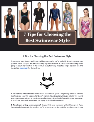 7 Tips for Choosing the Best Swimwear Style