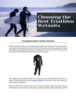 Choosing the Best Triathlon Wetsuits