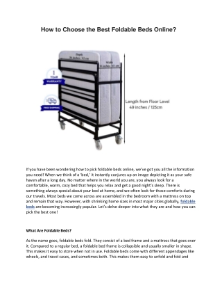 How to Choose the Best Foldable Beds Online?