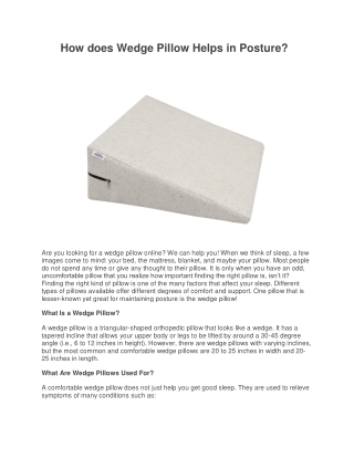 How does Wedge Pillow Helps in Posture?