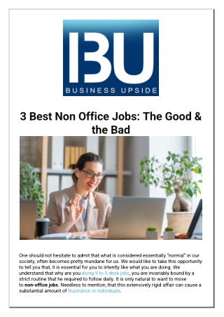 3 Best Non Office Jobs The Good & the Bad