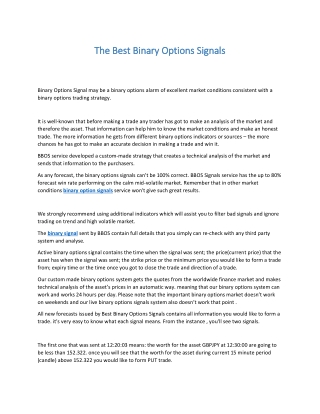 The Best Binary Options Signals