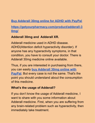 Buy Adderall 30mg online for ADHD with PayPal