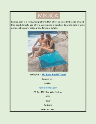 No Sand Beach Towel | Mikkoa.com