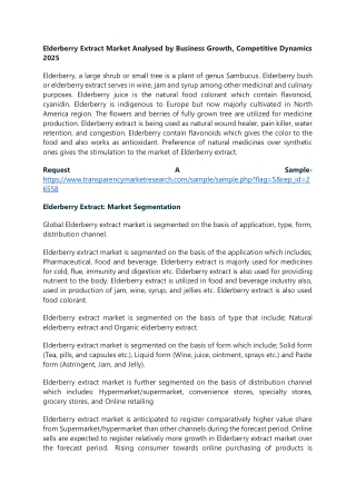 Elderberry Extract Market Analysed by Business Growth, Competitive Dynamics 2025