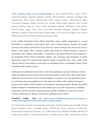 Automatic Power Factor Controller Market
