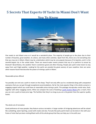 Details about yacht rental miami