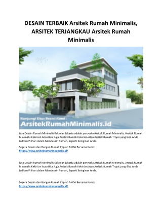 DESAIN TERBAIK Arsitek Rumah Minimalis, ARSITEK TERJANGKAU Arsitek Rumah Minimal