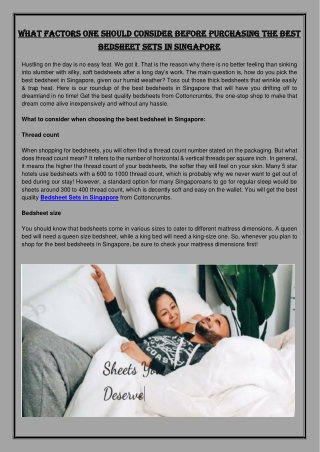 What Factors One Should Consider Before Purchasing The Best Bedsheet Sets In Singapore