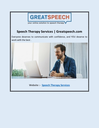 Speech Therapy Services | Greatspeech.com