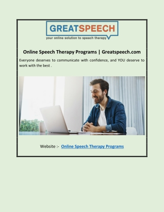 Online Speech Therapy Programs | Greatspeech.com