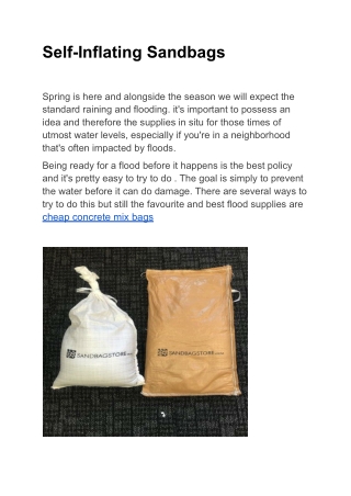 Self-Inflating Sandbags