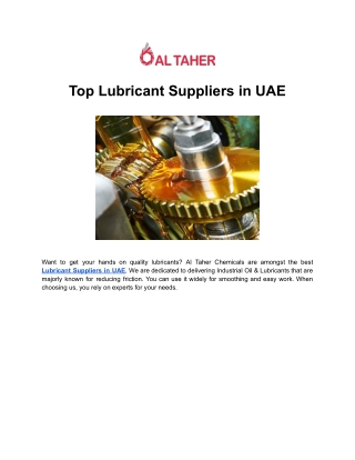 Top Lubricant Suppliers in UAE