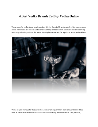 4 Best Vodka Brands To Buy Vodka Online