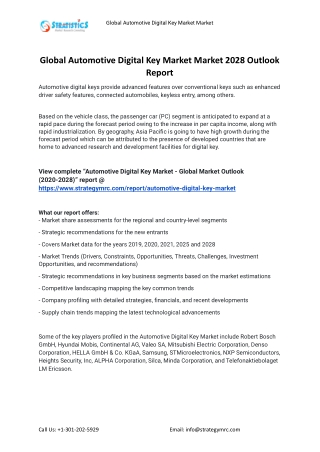 2021 Automotive Digital Key Market Global Analysis Report