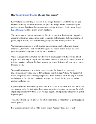 How Import Export Course Change Your Career?