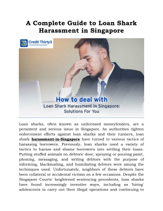 A Complete Guide to  Loan Shark  Harassment in Singapore