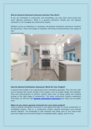 Who Are General Contractors Vancouver And How They Work?