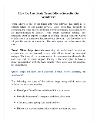 How Do I Activate Trend Micro Security On Windows?