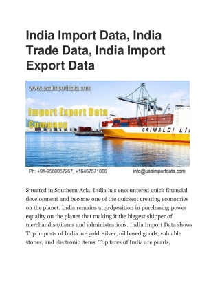 India Import Data, India Trade Data, India Import Export Data