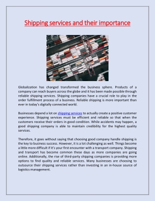 Shipping services and their importance