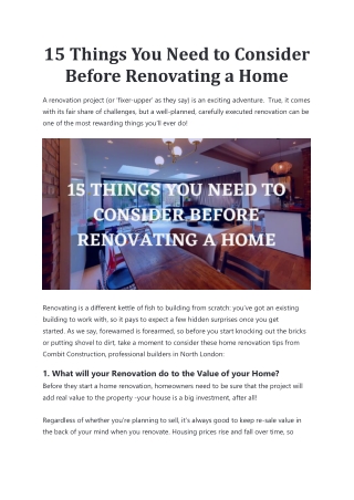 15 Things You Need to Consider Before Renovating a Home