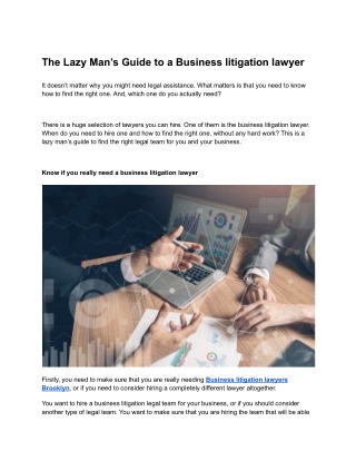 The Lazy Man’s Guide to a Business litigation lawyer