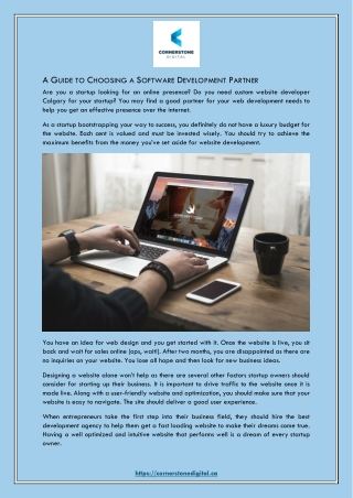 A GUIDE TO CHOOSING A SOFTWARE DEVELOPMENT PARTNER