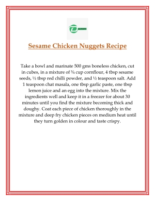 Sesame Chicken Nuggets Recipe 