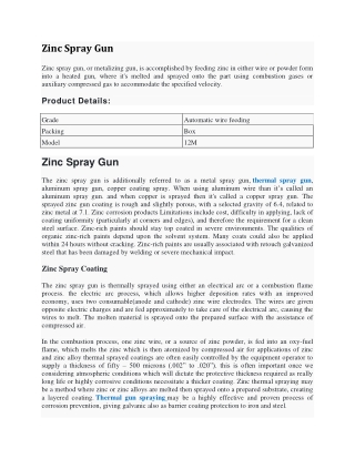 Zinc Spray Gun | Zinc Metalizing Spray Coating in India