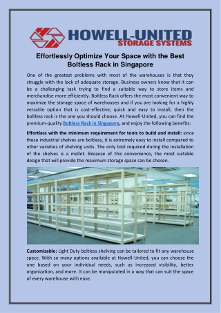 Effortlessly Optimize Your Space with the Best Boltless Rack in Singapore