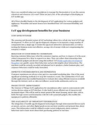 IoT app development benefits for your business