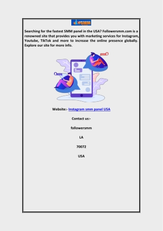 Instagram SMM Panel USA Followersmm.com
