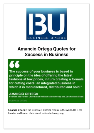 Amancio Ortega Quotes for Success in Business