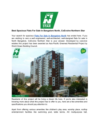 Best Spacious Flats For Sale In Bangalore North, CoEvolve Northern Star