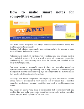 How to make smart notes for competitive exams