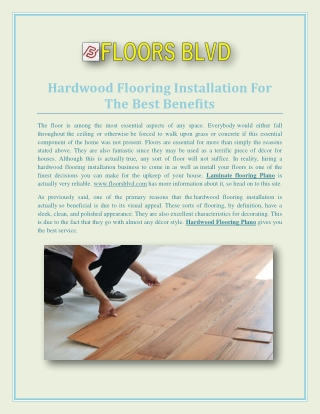 Know the Reasons to install Laminate flooring