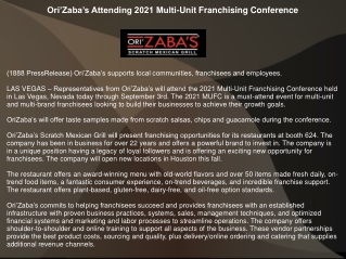 Ori’Zaba’s Attending 2021 Multi-Unit Franchising Conference