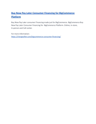 BigCommerce Buy Now Pay Later Consumer Financing Platform
