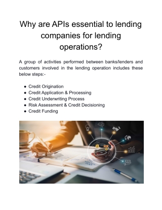 Why are APIs essential to lending companies for lending operations