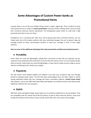 Some Advantages of Custom Power banks as Promotional Items