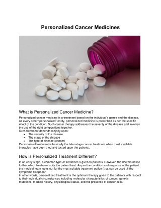 Personalized Cancer Medicines