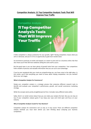 Competitor Analysis 11 Top Competitor Analysis Tools That Will Improve Your Traffic