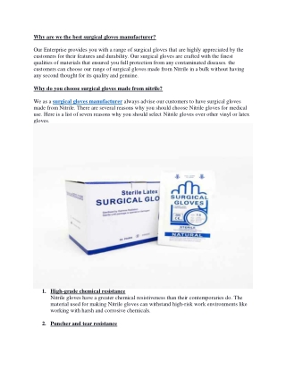 Why are we the best surgical gloves manufacturer?
