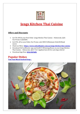 5% off - Jengs Kitchen Thai Restaurant menu Helensvale, QLD