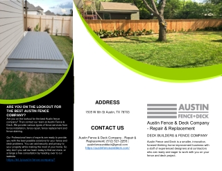 ARE YOU ON THE LOOKOUT FOR THE BEST AUSTIN FENCE COMPANY - AUSTIN FENCE & DECK COMPANY