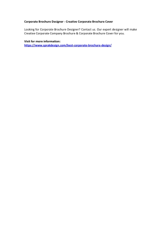 Corporate Brochure Designer - Creative Corporate Brochure Cover