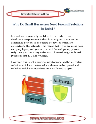Why Do Small Businesses Need Firewall Solutions in Dubai?