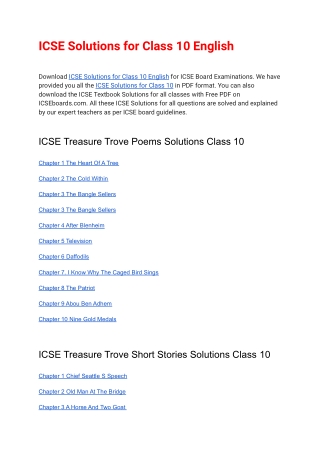 Download ICSE Solutions for Class 10 English in PDF format