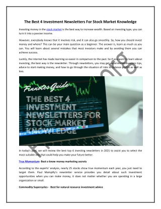 The Best 4 Investment Newsletters For Stock Market Knowledge